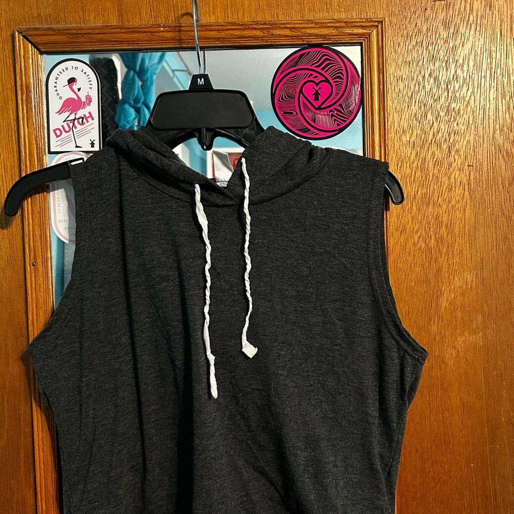 Sleeveless Charcoal Hoodie Top